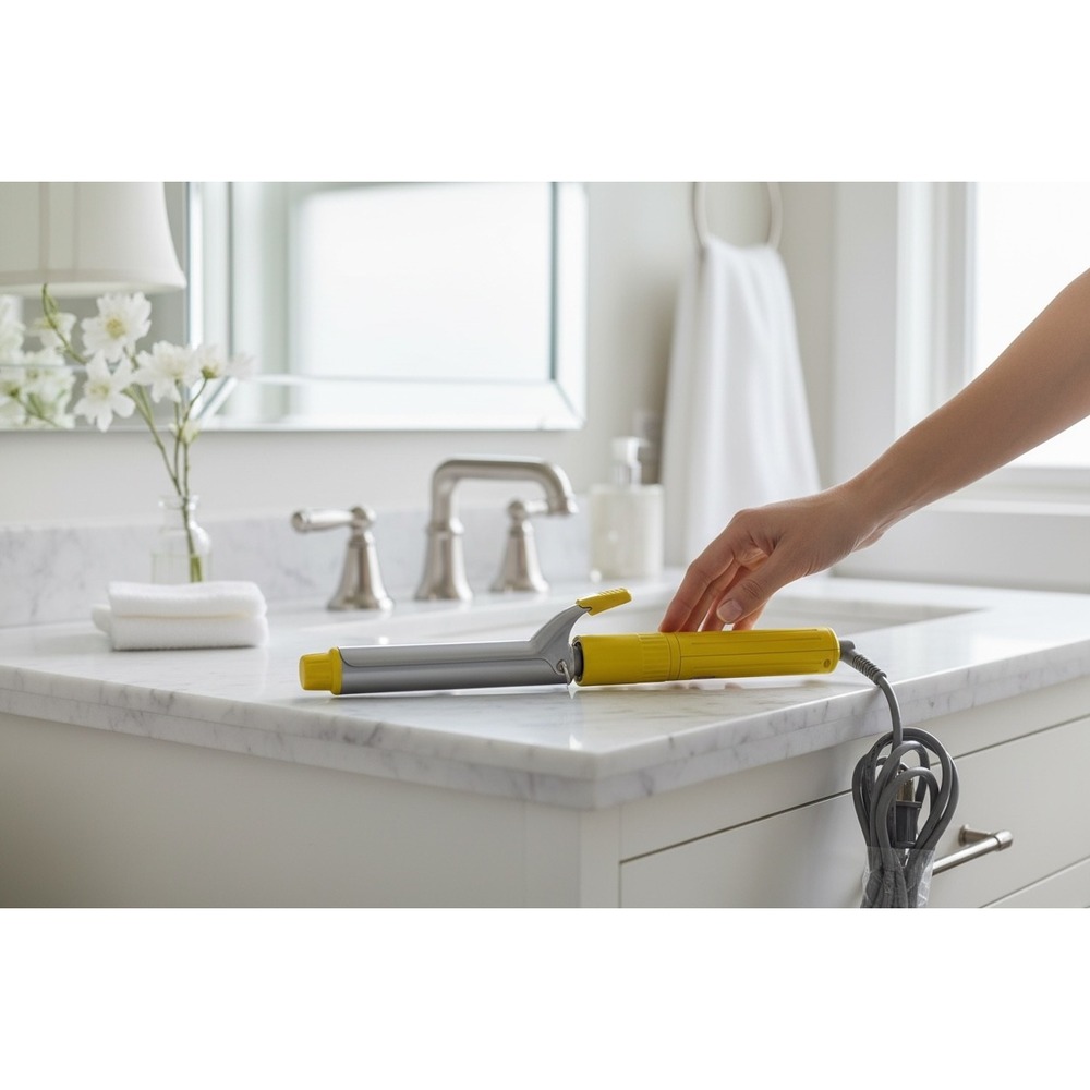 Drybar The 3-Day Bender Rotating Curling Iron 1 Inch Yellow Digital Ceramic